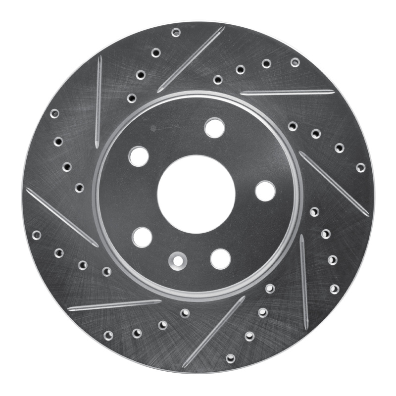 Cadillac CTS Brake Rotor (1) - Front Left - R1 Concepts - Drilled & Slotted - Silver - `08-`14